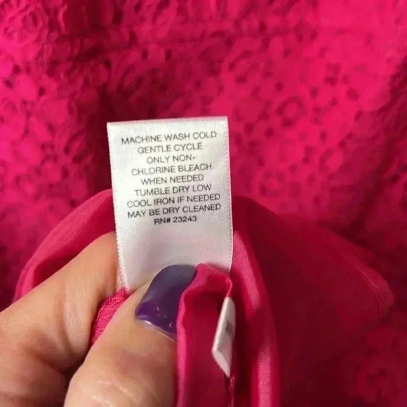 New York & Company Lace Pleated Halter Fit & Flare Dress Size 8 Hot Pink - Picture 7 of 9